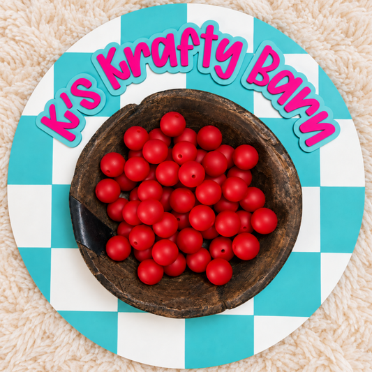 Cherry Red 15mm Solid Silicone Beads