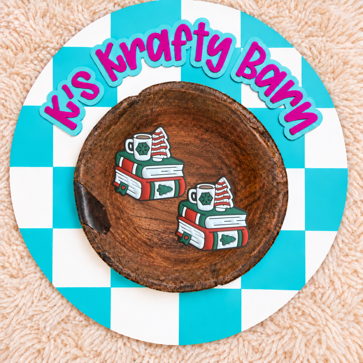 Cozy Christmas Books & Cocoa Silicone Focal Bead