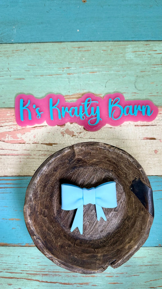 Silicone Focal Bead- Light blue bow K's Krafty Barn