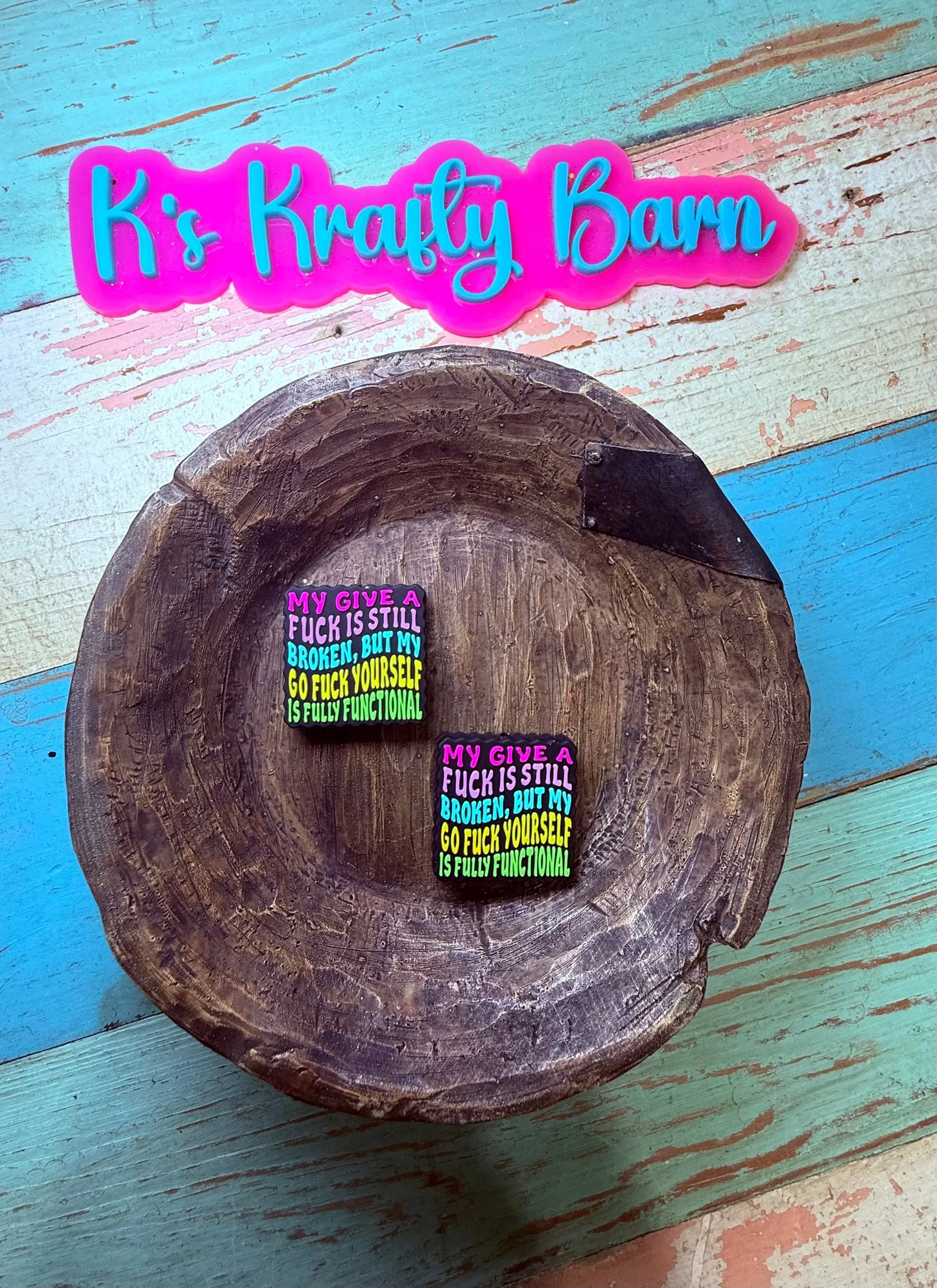 Silicone Focal Bead- My give a f***k is still broken K's Krafty Barn