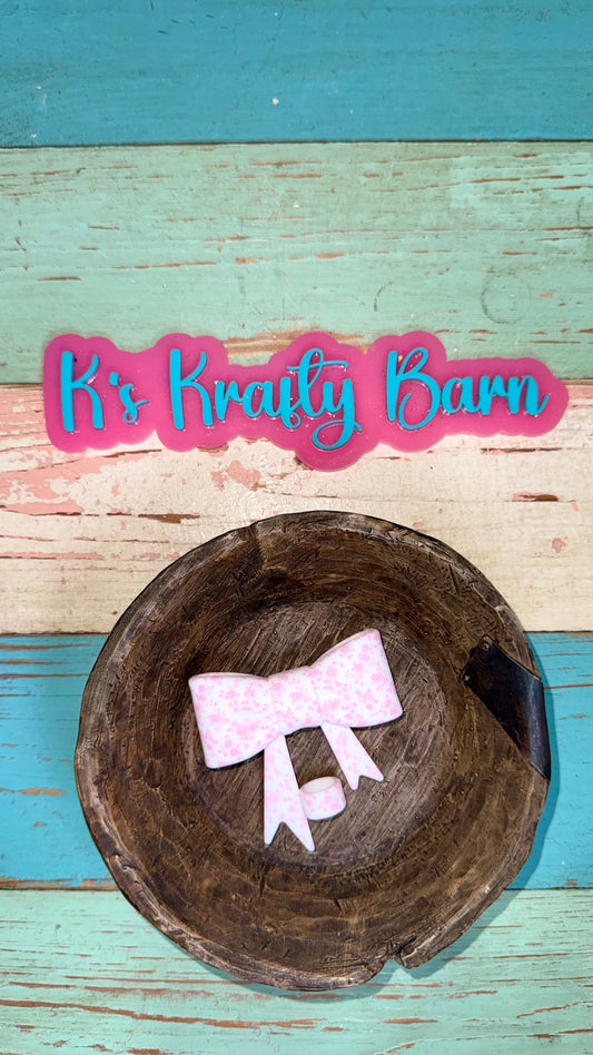 Wholesale Silicone Focal Bead- Cute Pink floral Straw charm or focal bow