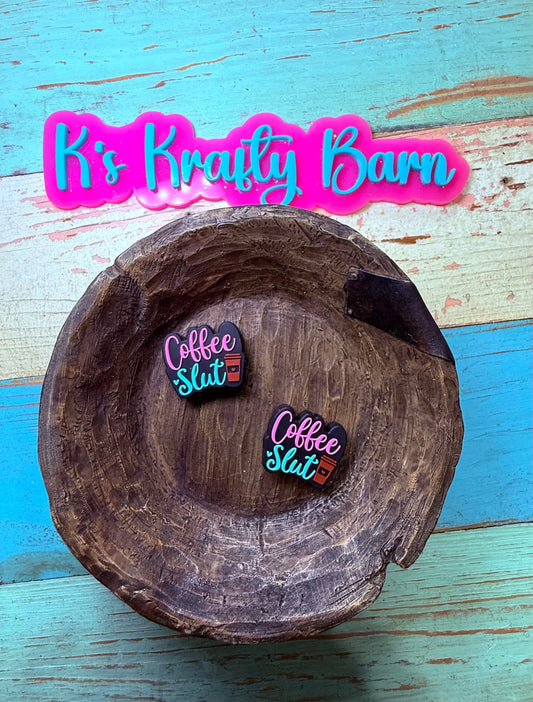 Silicone Focal Bead- Black coffee slut K's Krafty Barn