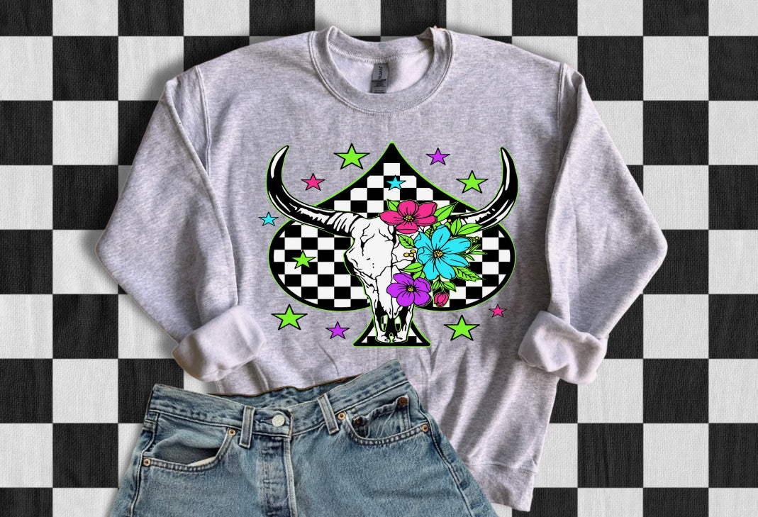 Neon Skull Checkered