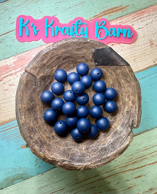 Wholesale 15mm Solid Silicone Beads- Navy Blue