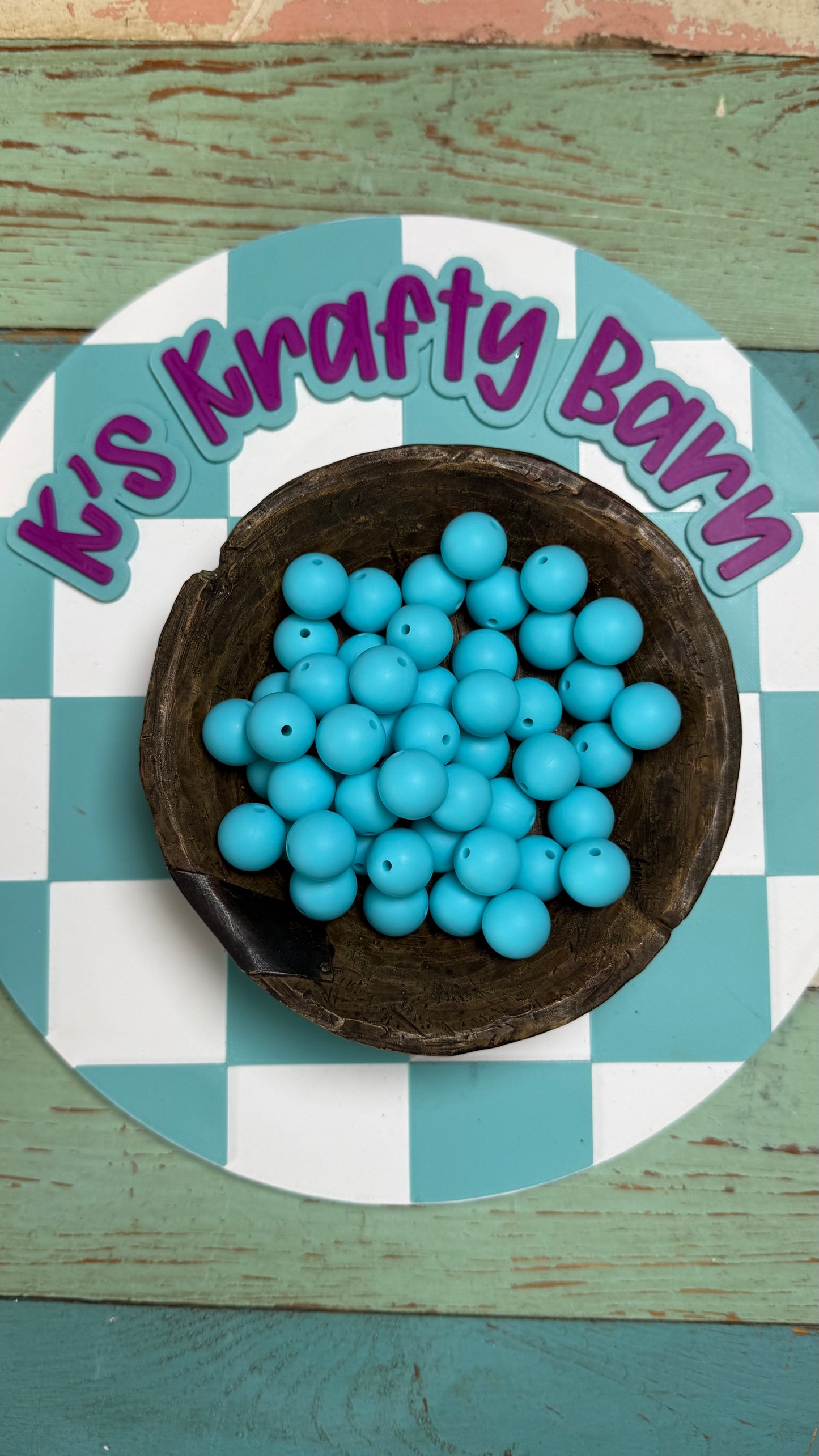 15mm Solid Silicone Beads- Aqua