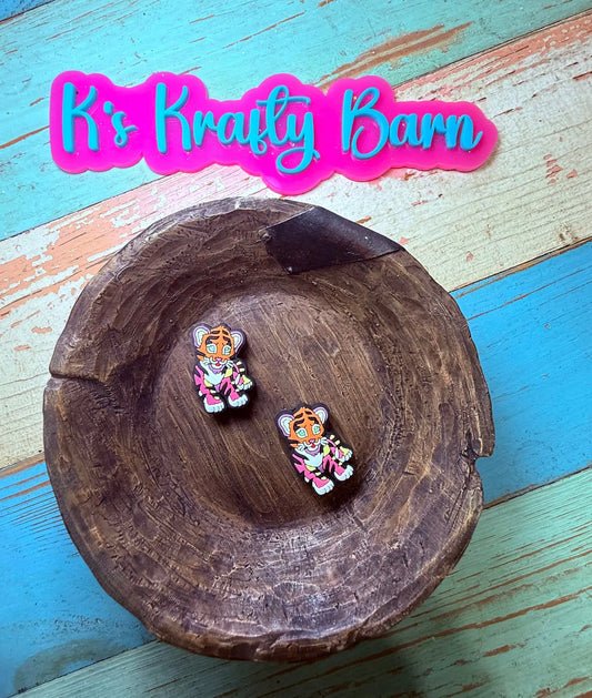 Silicone Focal Bead- Cute colorful Tiger K's Krafty Barn