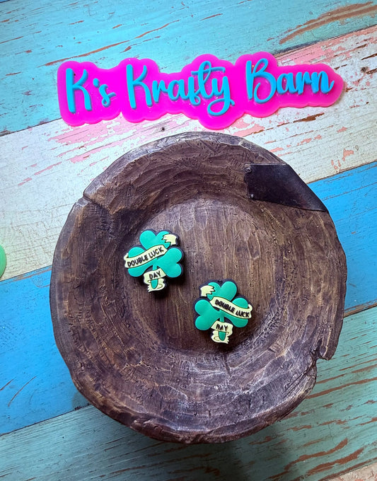 Silicone Focal Bead- Double Luck Day K's Krafty Barn