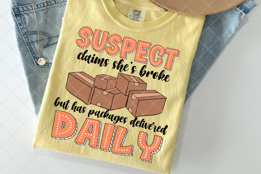 Suspect has packages delivered daily