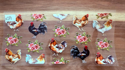 #59 Chickens with flowers K's Krafty Barn