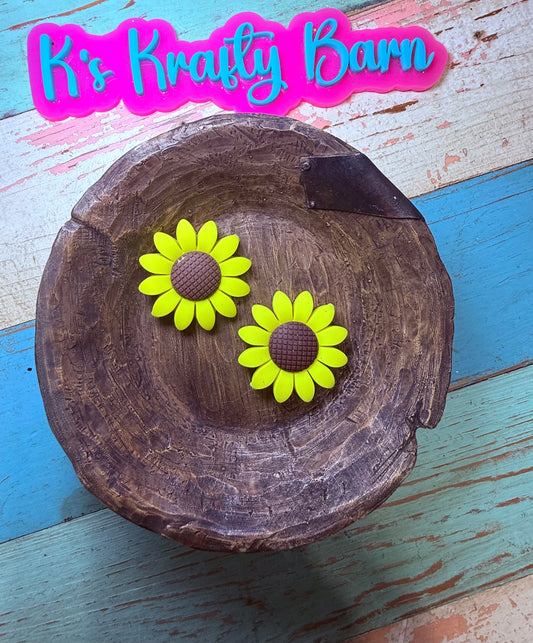 Wholesale Silicone Focal Bead-Yellow Sunflower