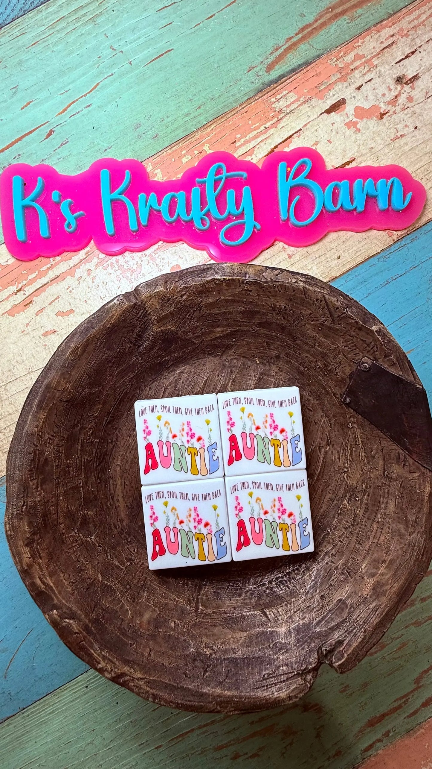 Silicone Focal Bead- Love them Spoil them Send them home AUNTIE K's Krafty Barn