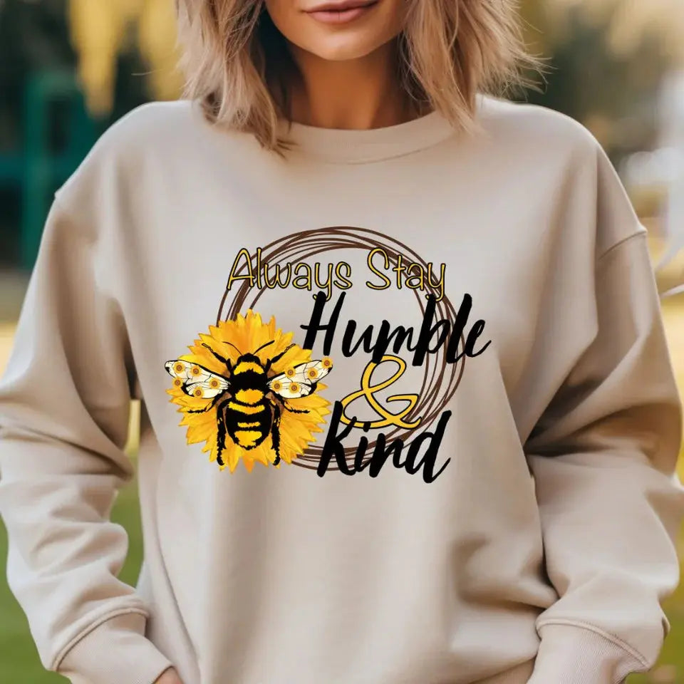 Stay Humble and Kind Sunflower Bee Graphic Shirt K's Krafty Barn