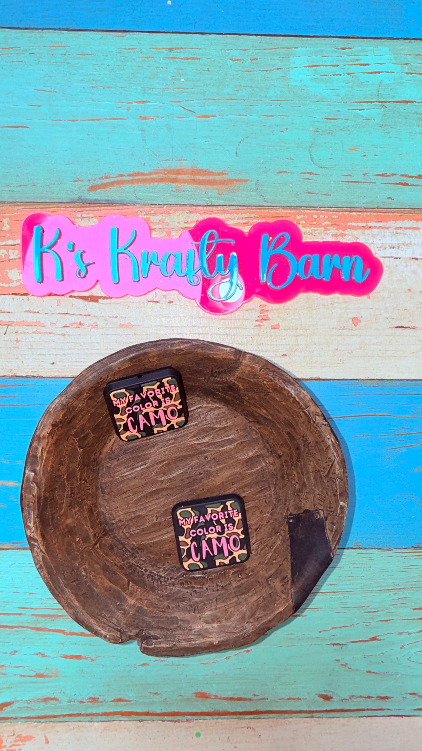 Wholesale Silicone Focal Bead- My favorite color is Camo