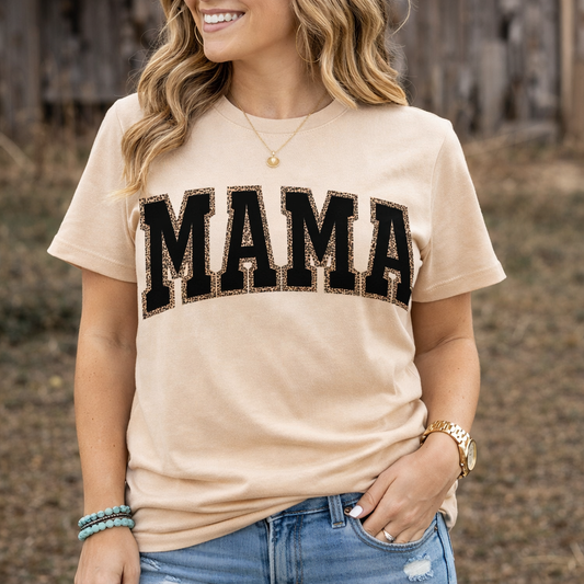 Varsity Mama Shirt – Leopard Varsity Mom Graphic Tee – Gildan Softstyle