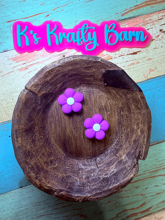 Wholesale Silicone Focal Bead- Purple Daisy Flower