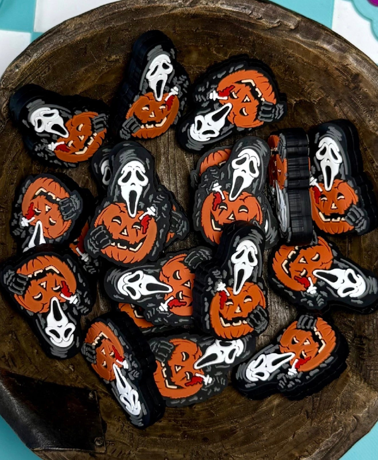 Halloween Silicone Focal Bead-Ghostface Pumpkin