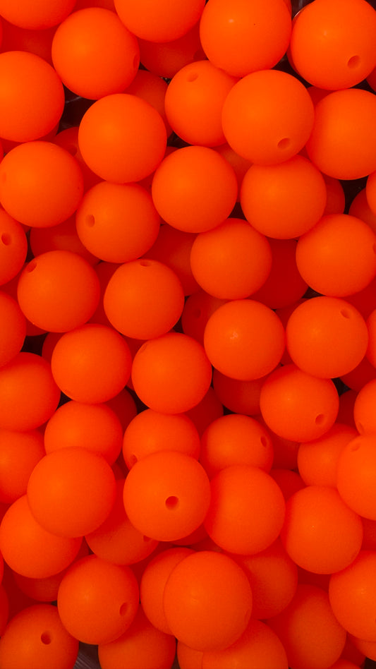 Wholesale 15mm Solid Silicone Beads- Neon Orange
