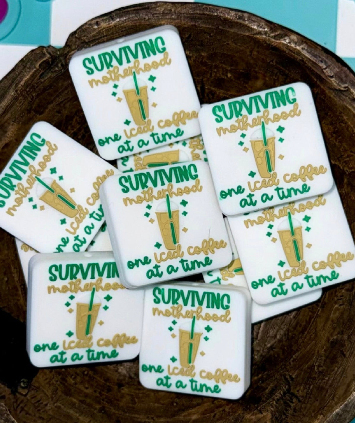 EXCLUSIVE Silicone Focal Bead- Surviving Motherhood One Iced Coffee At A Time