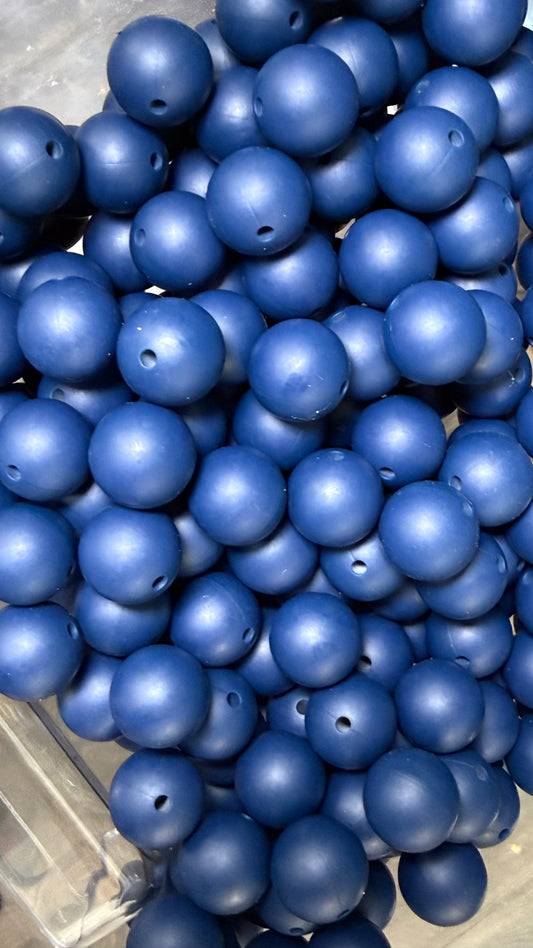 Wholesale 15mm Solid Silicone Beads- Navy Blue