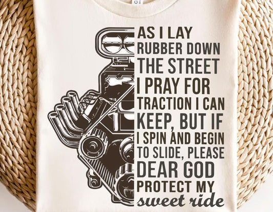 As I lay rubber down the street