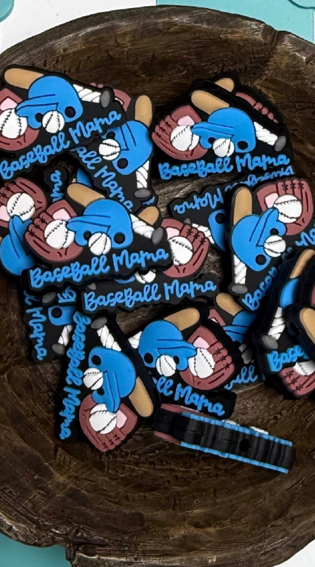 Silicone Focal Bead-Baseball Mama