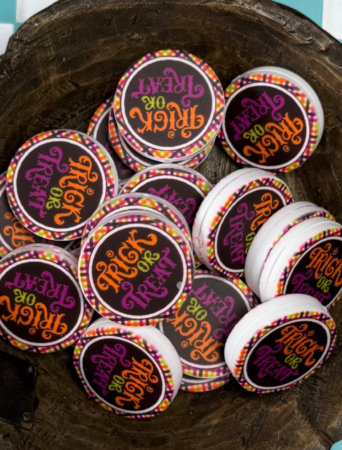 Halloween Silicone Focal Bead- Trick or Treat Round