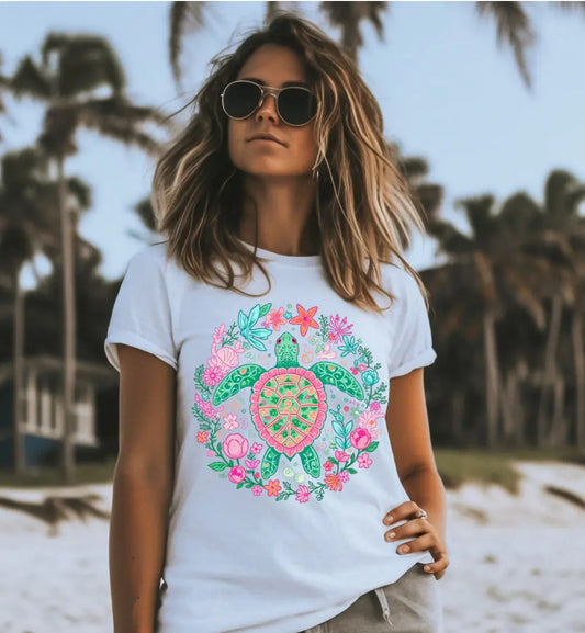 Floral Sea Turtle K's Crafty Vibes Co.