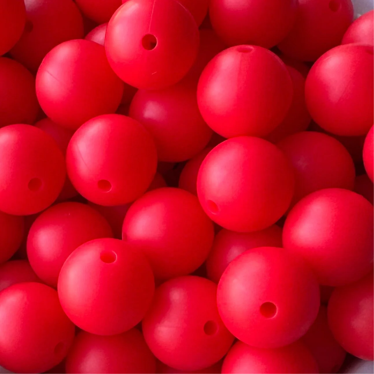 Wholesale 15mm Solid Silicone Beads- Cherry Red