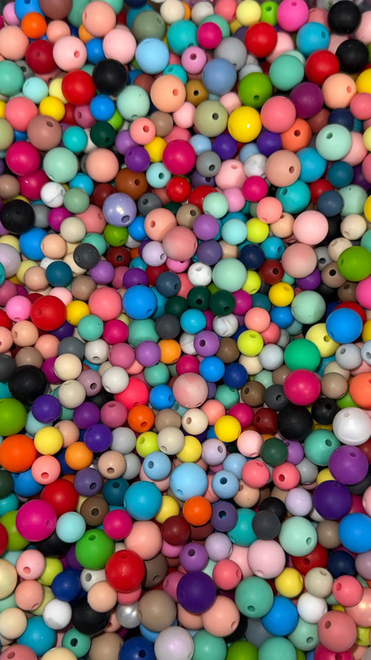 9-12mm Solid Silicone Beads- Random Color Mix K's Krafty Barn