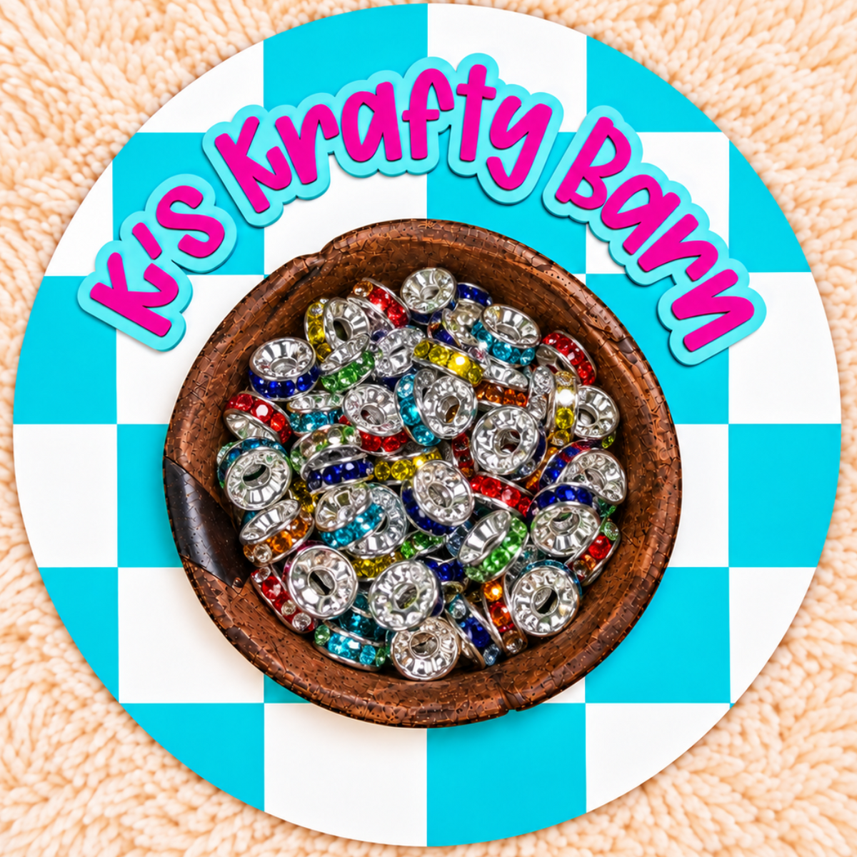 10 mm Rhinestone Spacer Beads | Assorted Color Mix