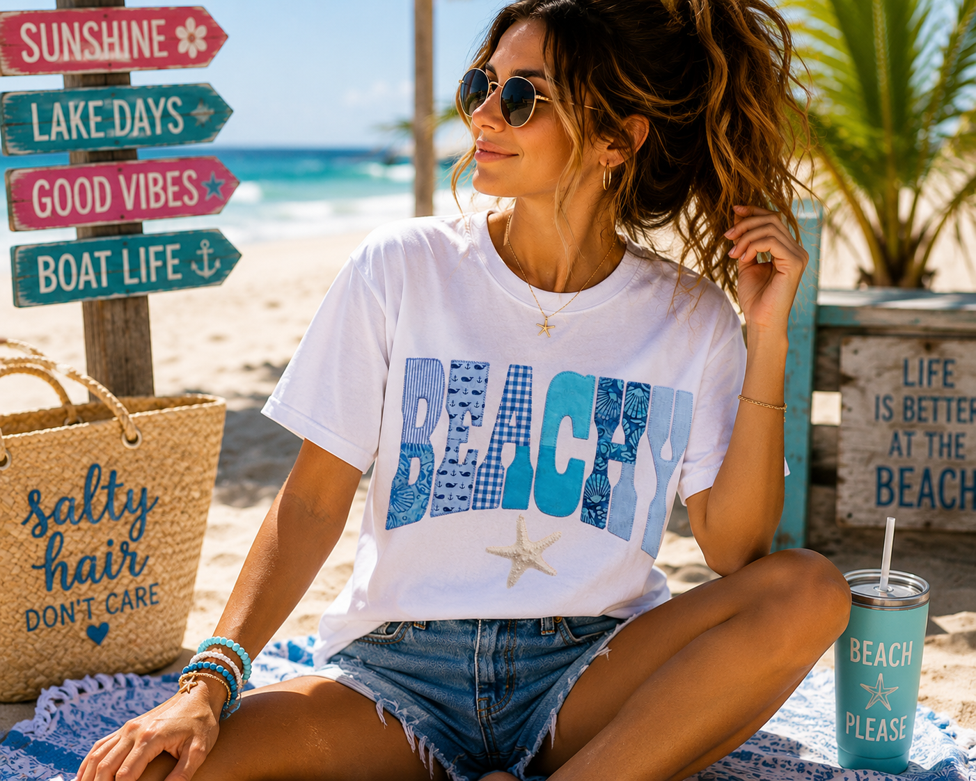 Patched Beachy Graphic Tee