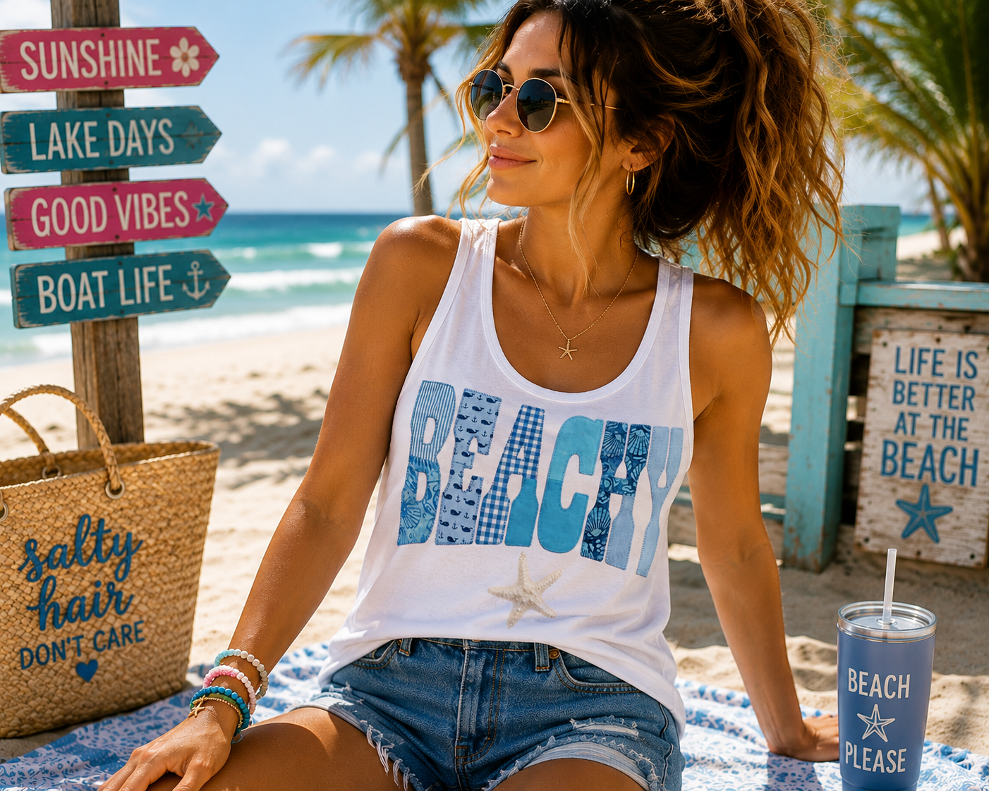 Patched Beachy Tank Top