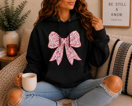 Pink Floral Bow Hoodie