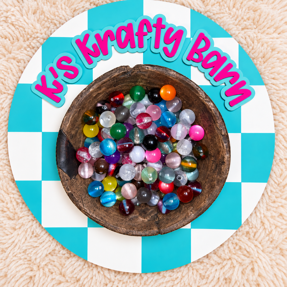 16mm Cat Eye & Glitter Acrylic Beads | Random Mix