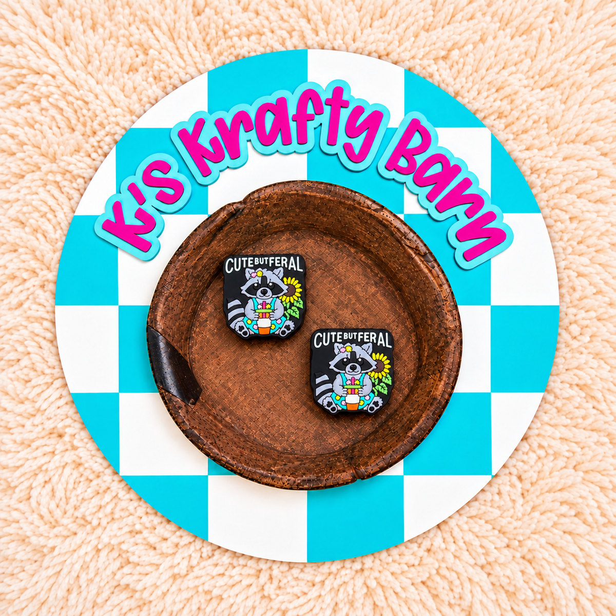 Cute But Feral Raccoon Silicone Focal Bead