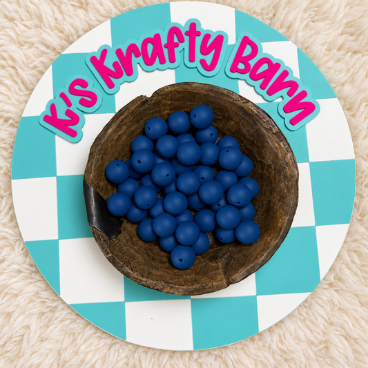 Dark Royal Blue 15mm Solid Silicone Beads