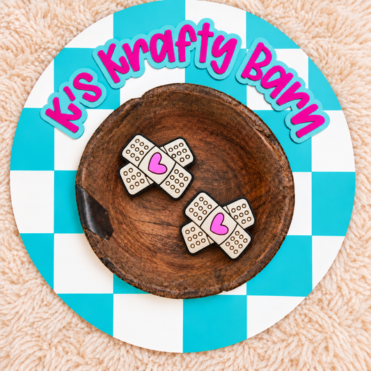 Double Bandaid Heart Silicone Focal Bead