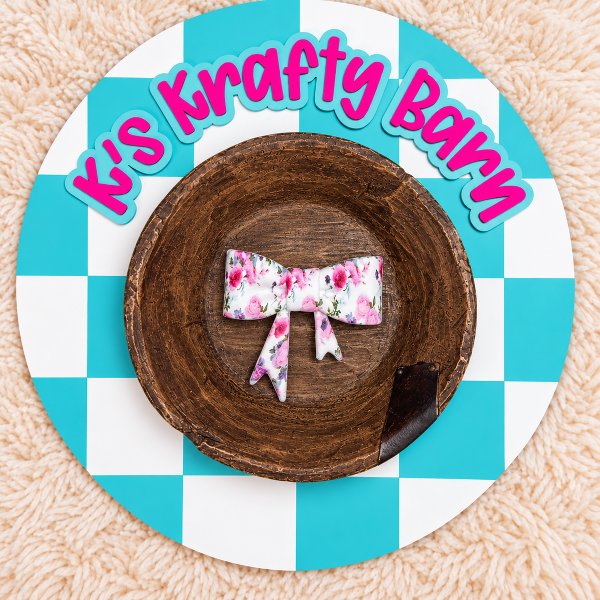Spring Floral Bow Silicone Focal Bead