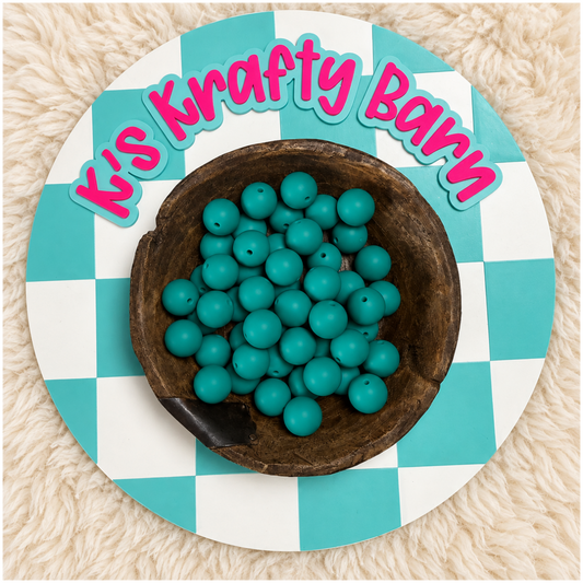 Peacock Blue 15mm Solid Silicone Beads