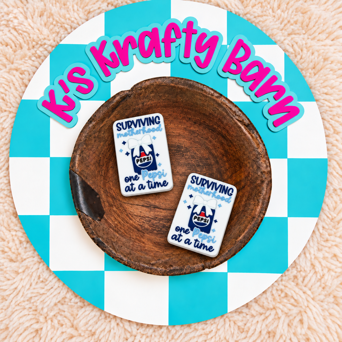 Surviving Motherhood One Blue Can At A Time Silicone Focal Bead | Exclusive