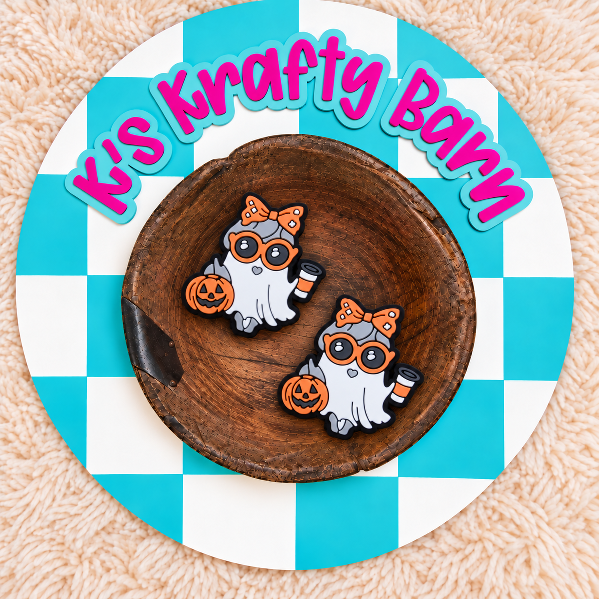 Pumpkin Spice Ghost Girl Silicone Focal Bead | Halloween
