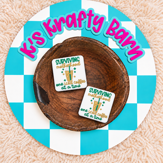 Surviving Motherhood One Iced Coffee At A Time Silicone Focal Bead | Exclusive
