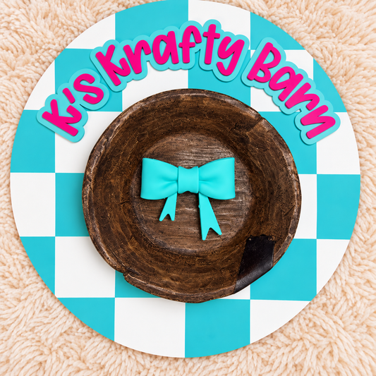 Teal Bow Silicone Focal Bead