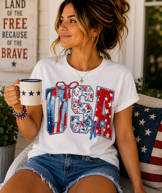 Vibrant USA Lace Graphic Tee