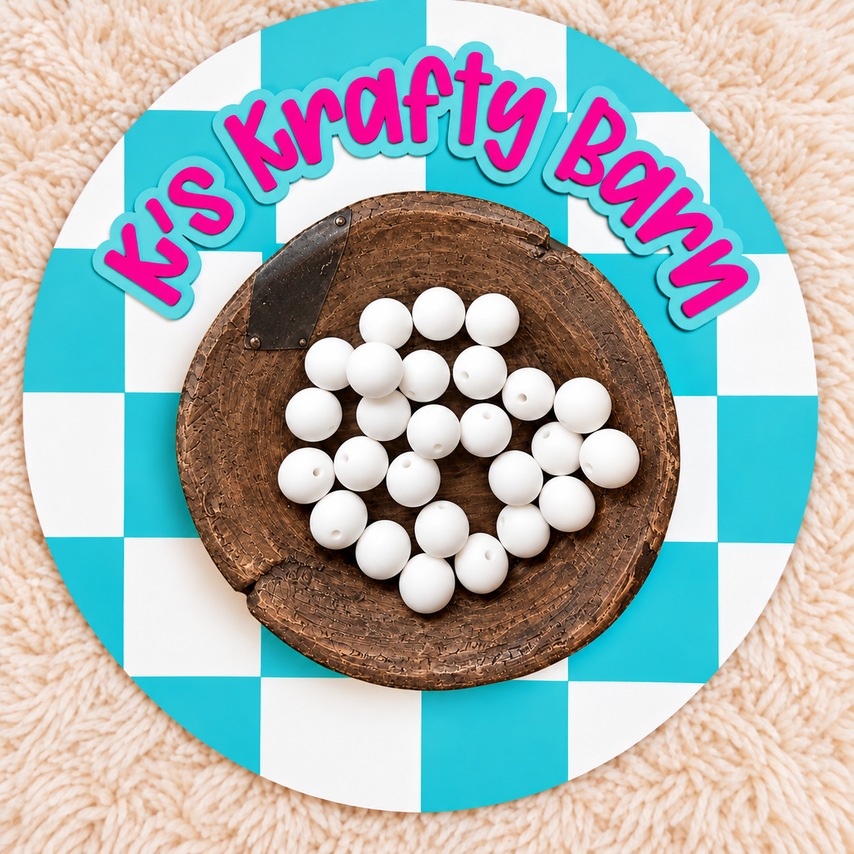 White 15mm Solid Silicone Beads