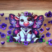 #41 Butterfly Cow with flowers K's Krafty Barn