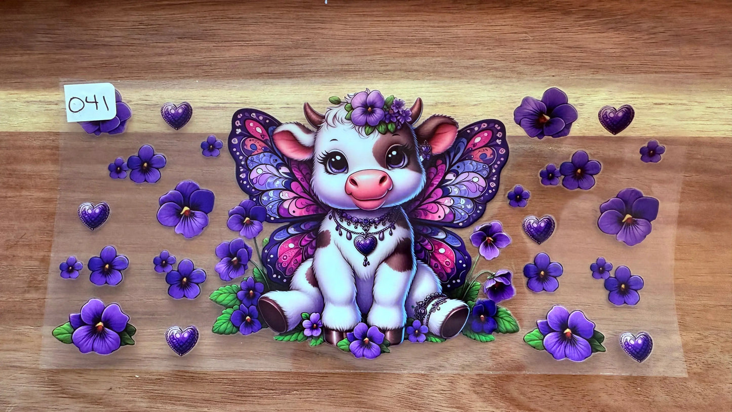 #41 Butterfly Cow with flowers K's Krafty Barn