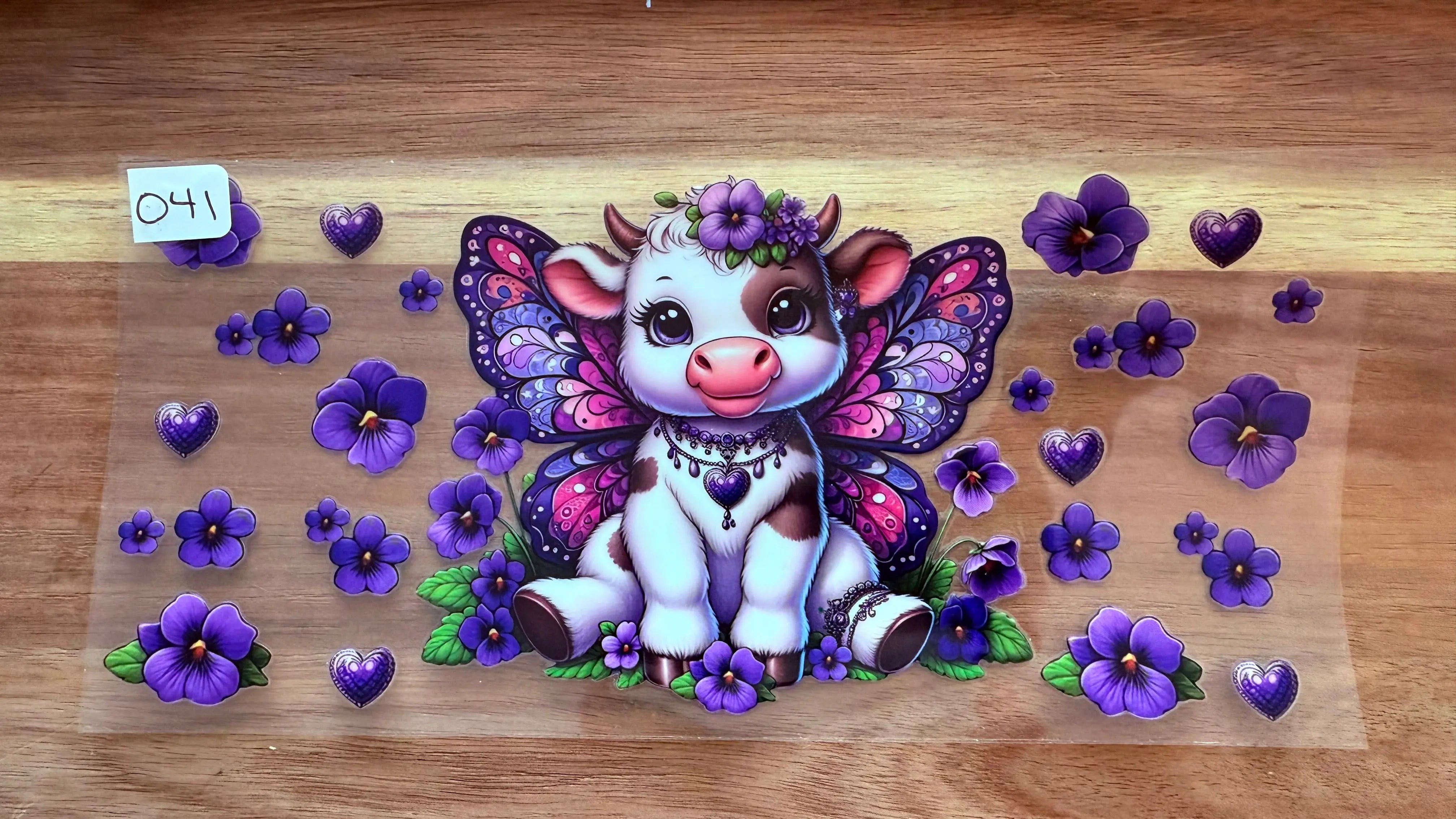 #41 Butterfly Cow with flowers K's Krafty Barn