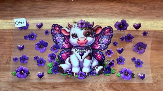 #41 Butterfly Cow with flowers K's Krafty Barn