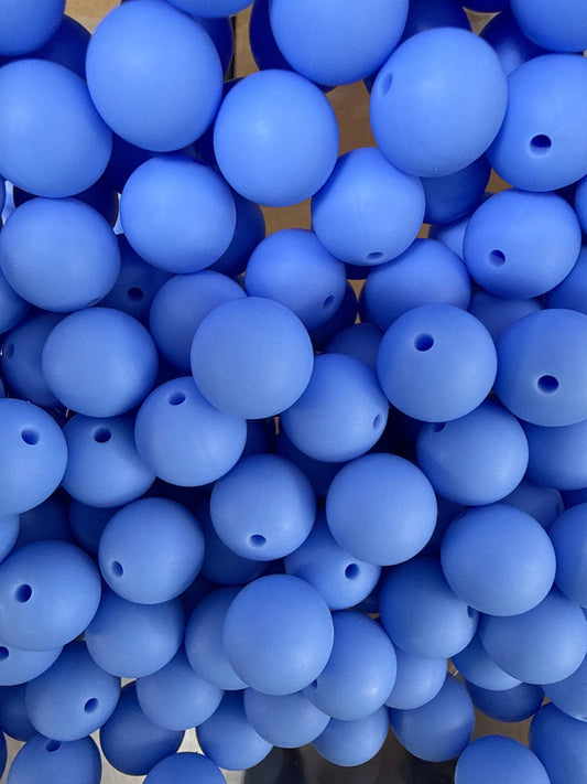 Wholesale 15mm Solid Silicone Beads- Ocean Blue
